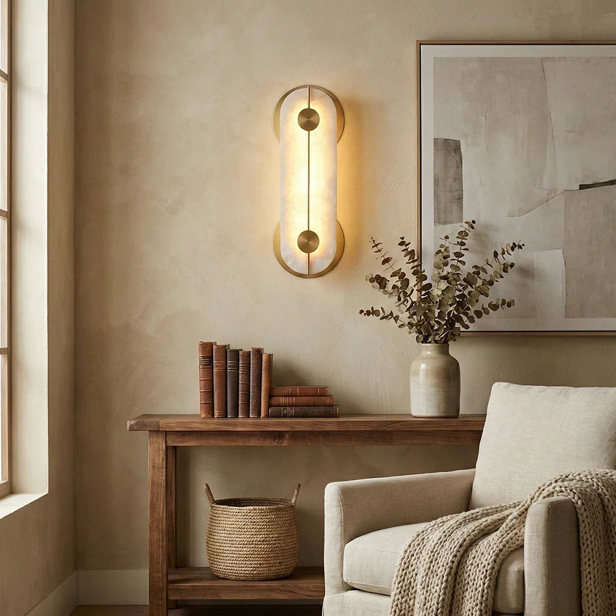Alabaster Obvara Oval Wall Light – Alabaster detail 2