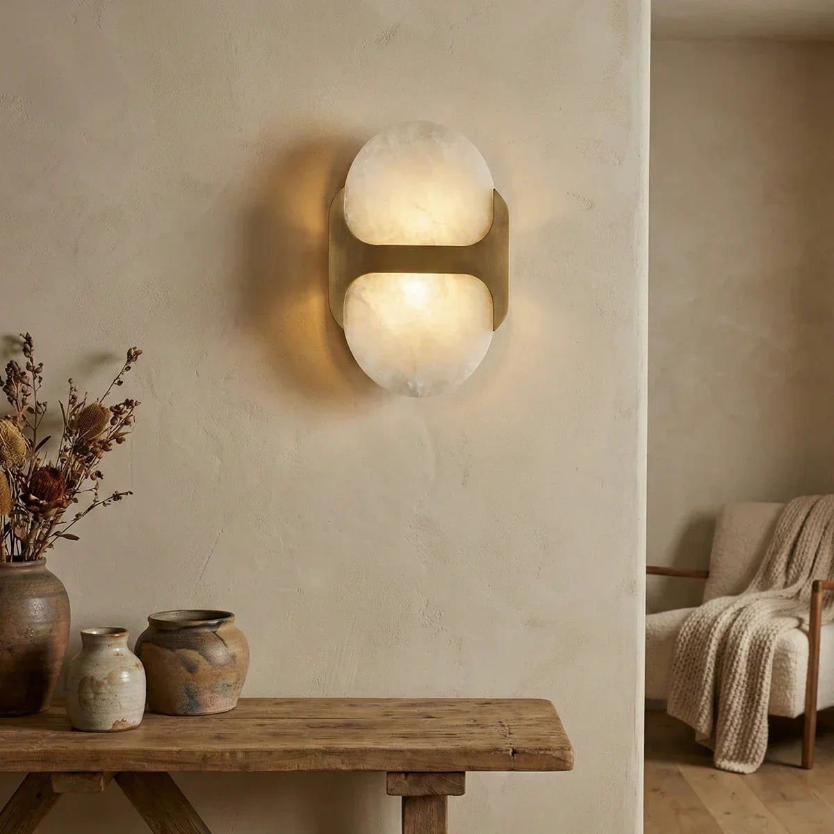 Alabaster Odin Oval Wall Sconce – Alabaster detail 4