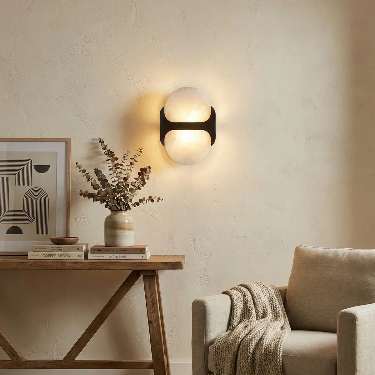 Alabaster Odin Oval Wall Sconce – Alabaster detail 6