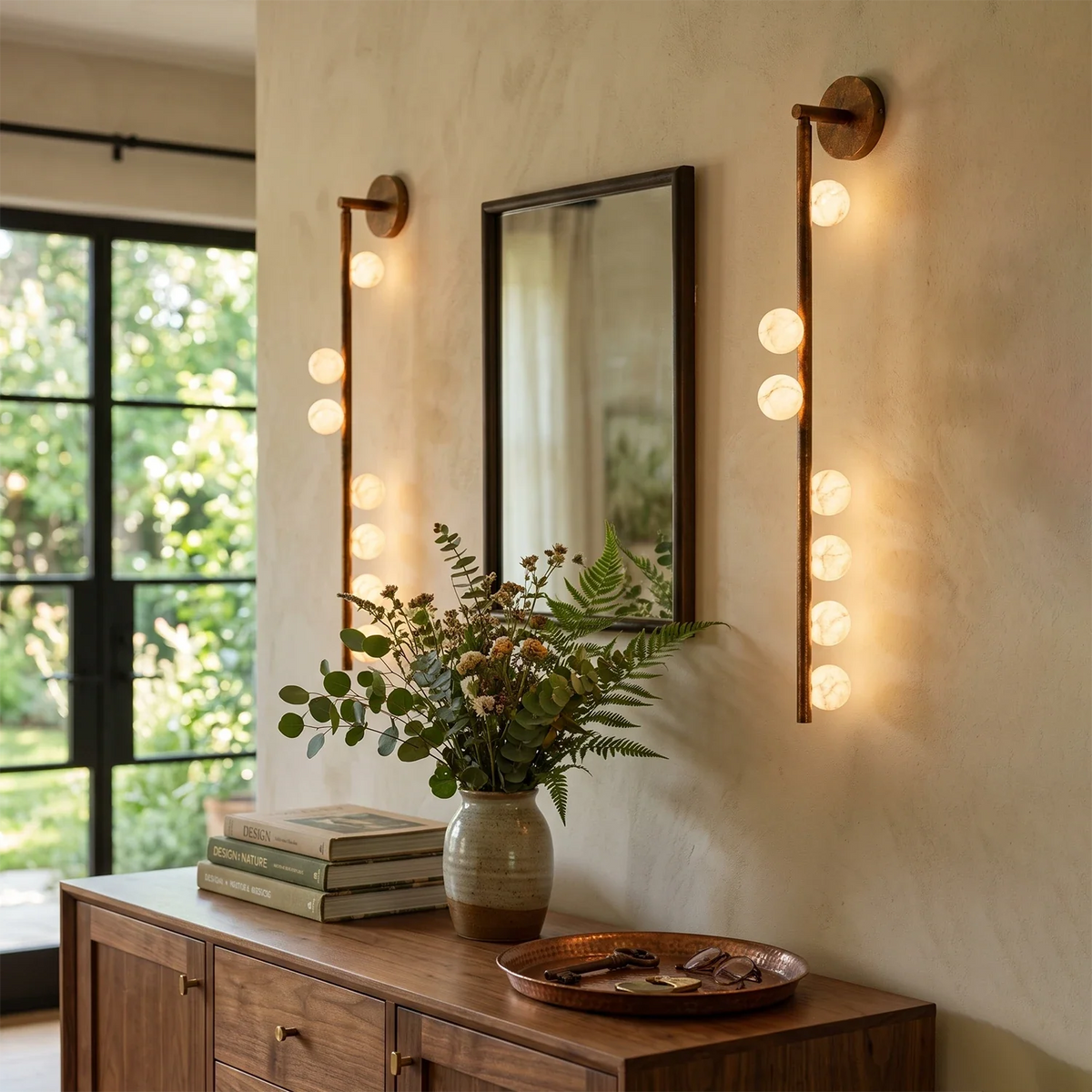 Alabaster Orb Asteria Brass Wall Sconce – Alabaster detail 9