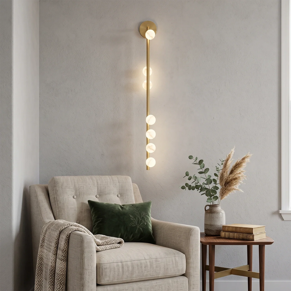 Alabaster Orb Asteria Brass Wall Sconce – Alabaster detail 7