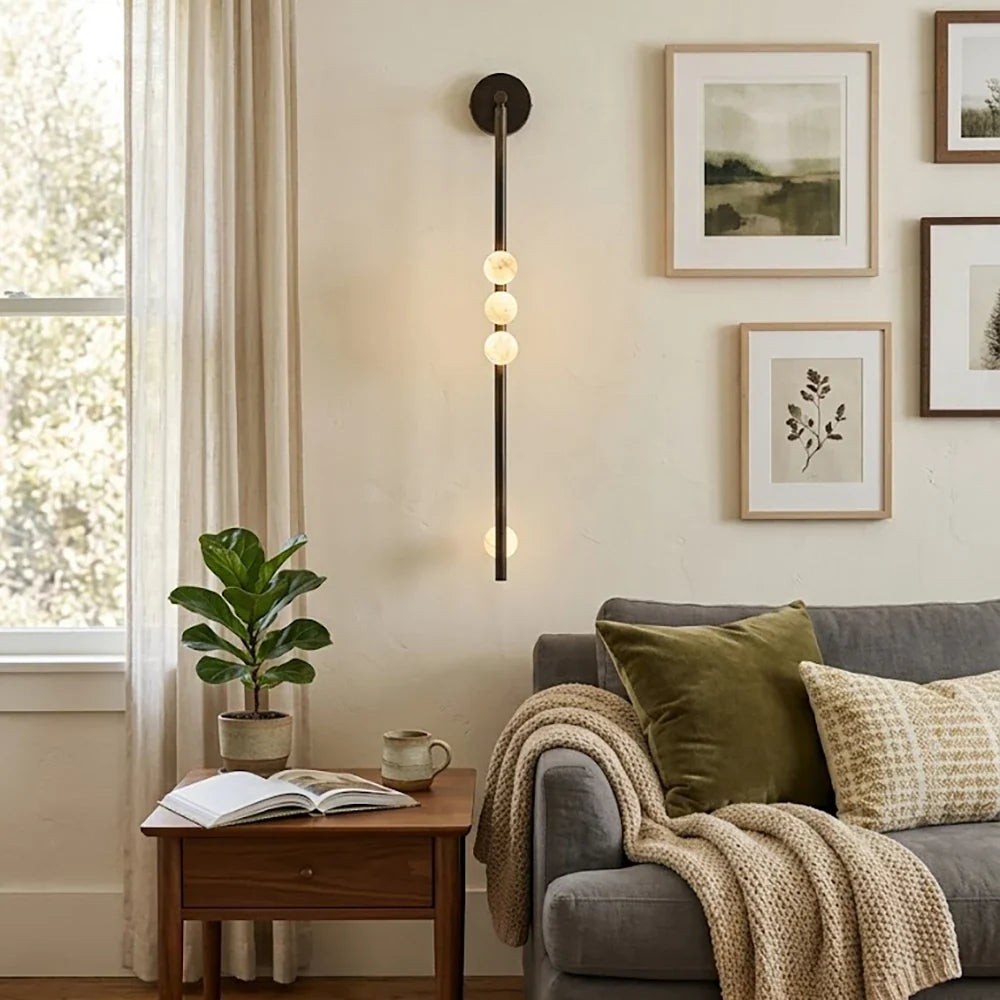 Alabaster Orb Asteria Brass Wall Sconce – Alabaster detail 4