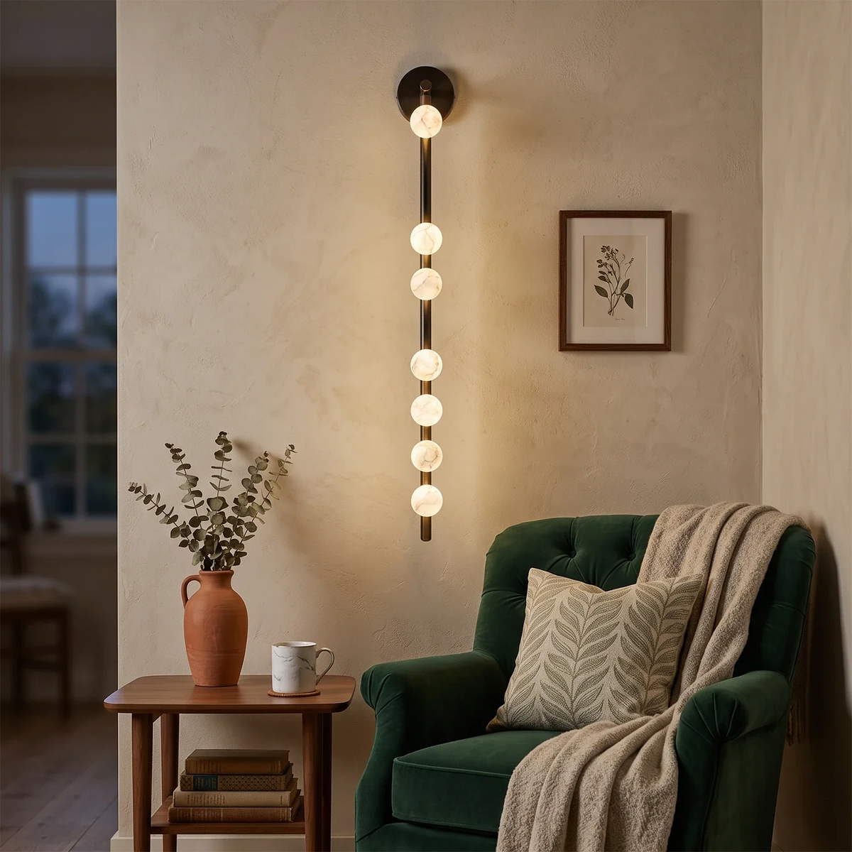 Alabaster Orb Asteria Brass Wall Sconce – Alabaster detail 2