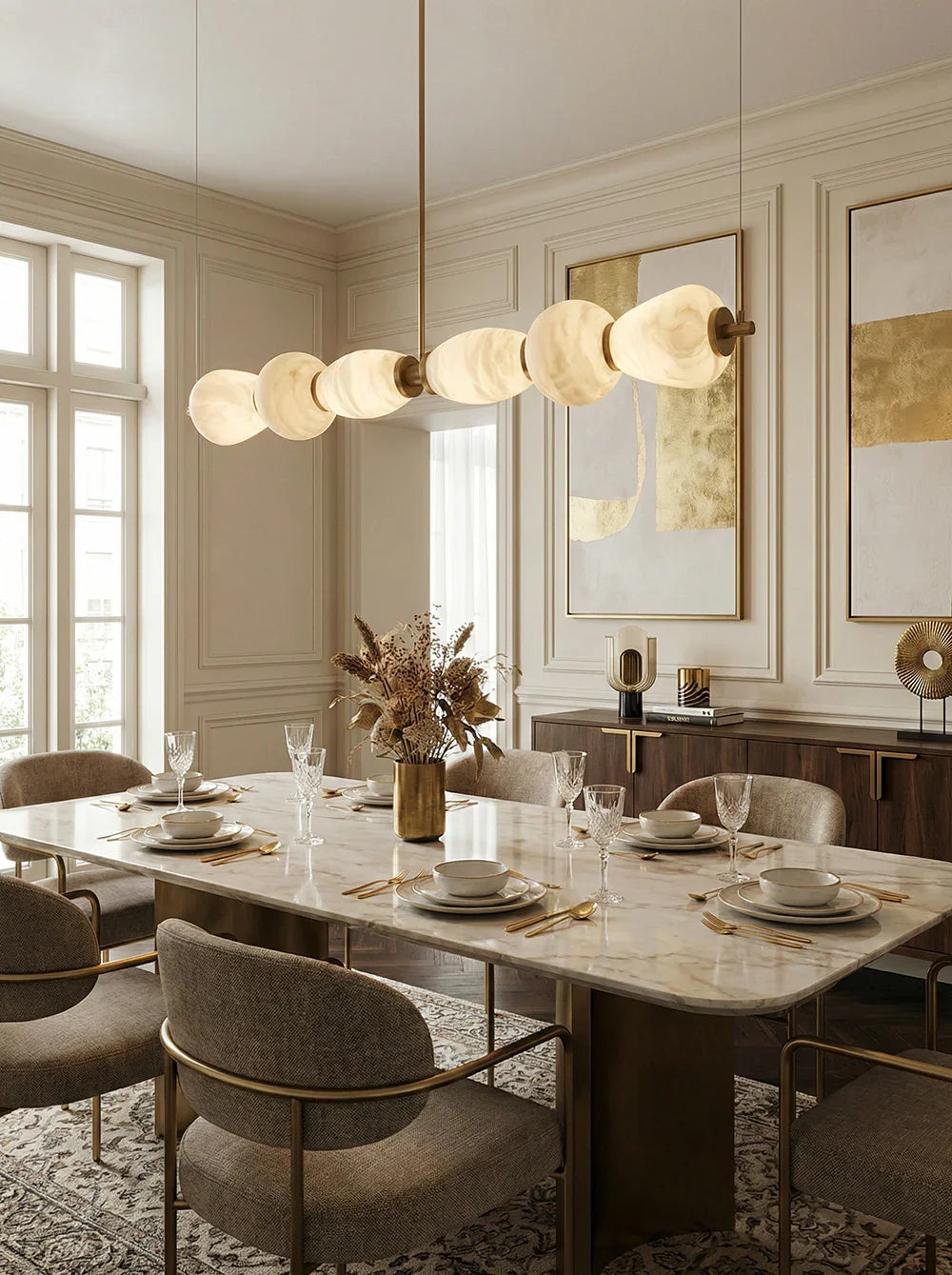 Alabaster Pebble Linear Chandelier – Alabaster detail 9