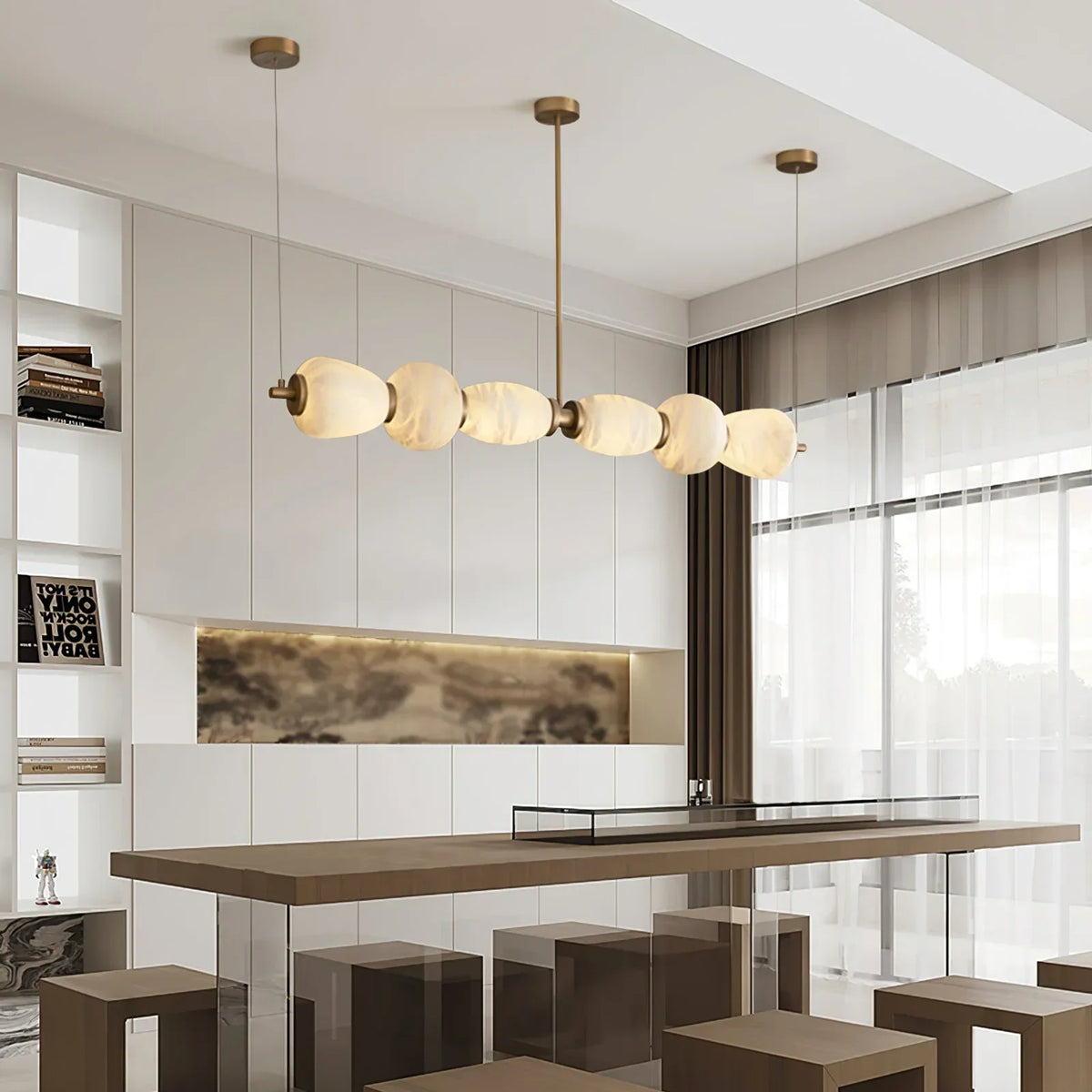Alabaster Pebble Linear Chandelier – Alabaster detail 3