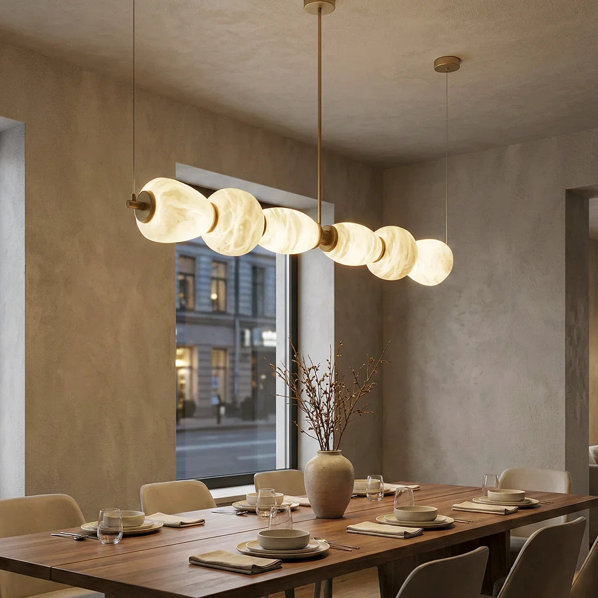 Alabaster Pebble Linear Chandelier – Alabaster detail 7