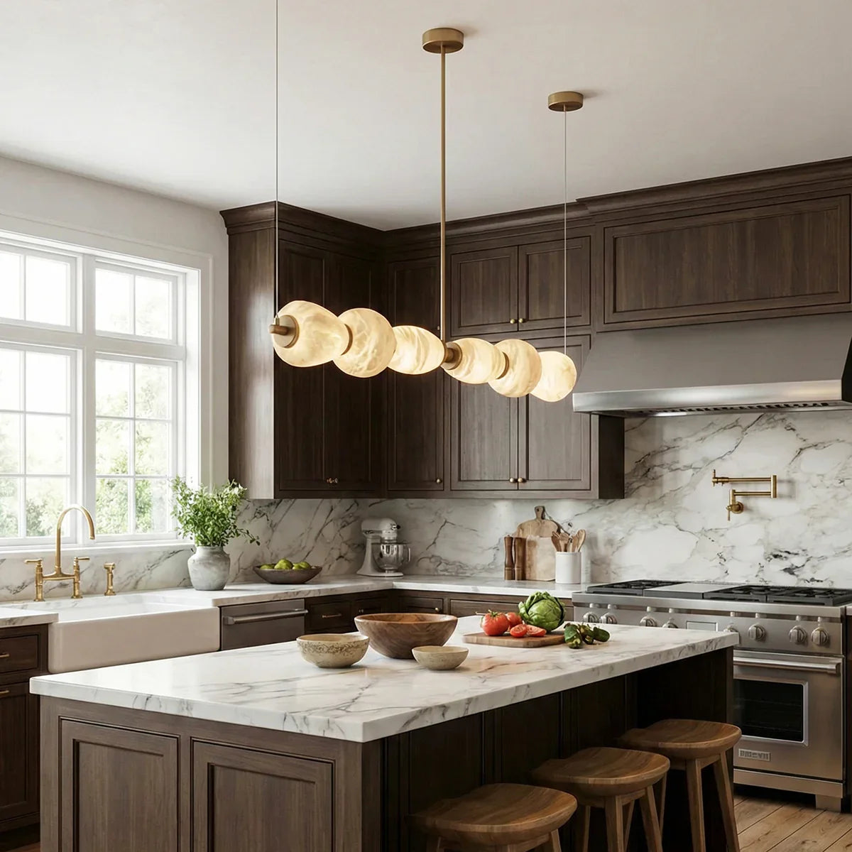 Alabaster Pebble Linear Chandelier – Alabaster detail 4