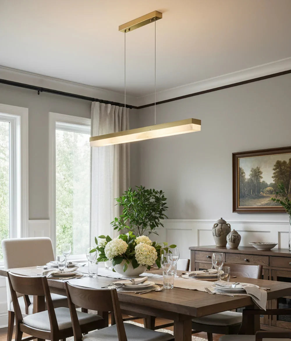 Alabaster Rectangle Linear Pendant Light – Alabaster detail 6