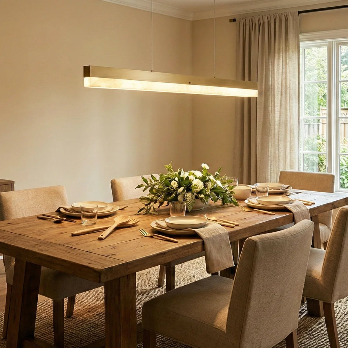 Alabaster Rectangle Linear Pendant Light – Alabaster detail 4