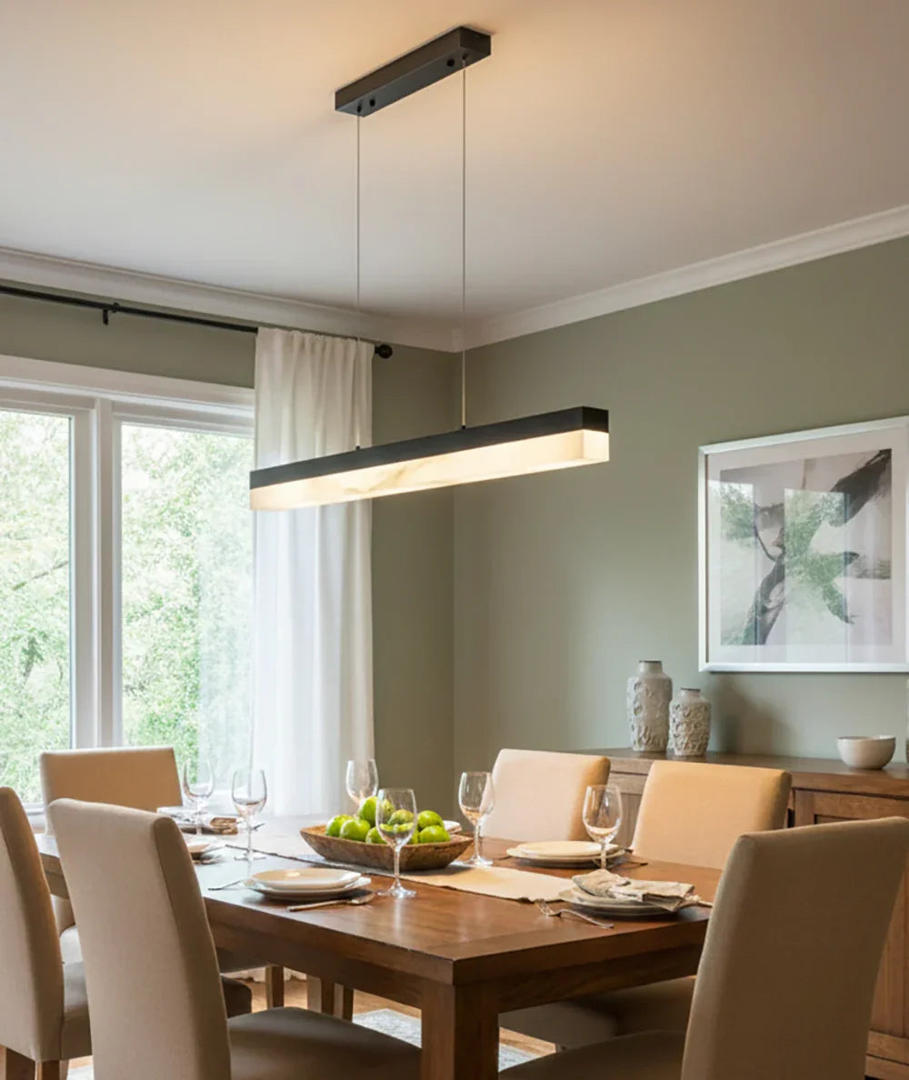 Alabaster Rectangle Linear Pendant Light – Alabaster detail 5