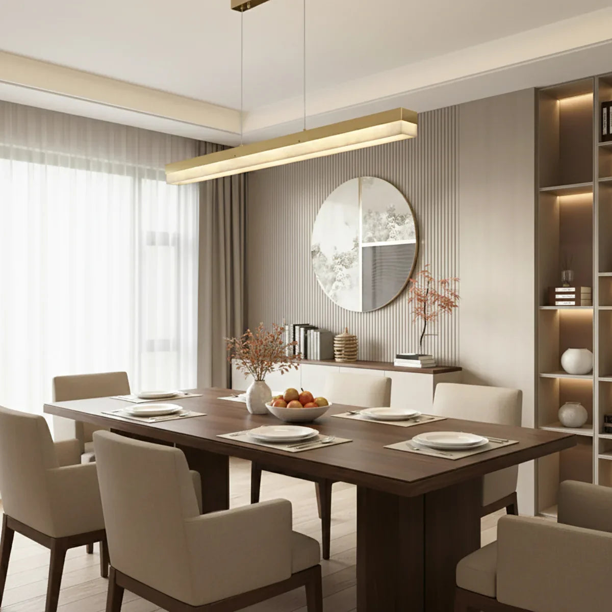 Alabaster Rectangle Linear Pendant Light – Alabaster detail 19