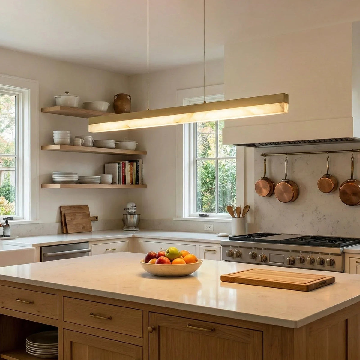 Alabaster Rectangle Linear Pendant Light – Alabaster detail 3