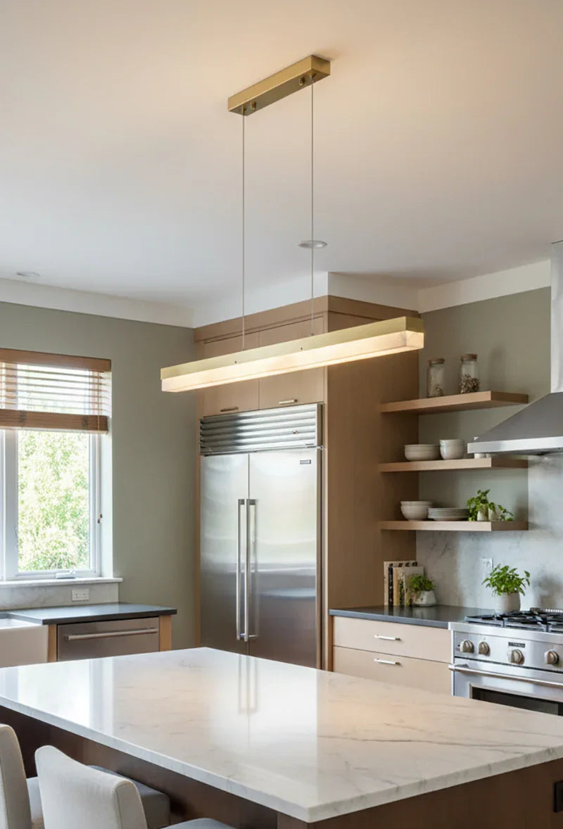 Alabaster Rectangle Linear Pendant Light – Alabaster detail 13