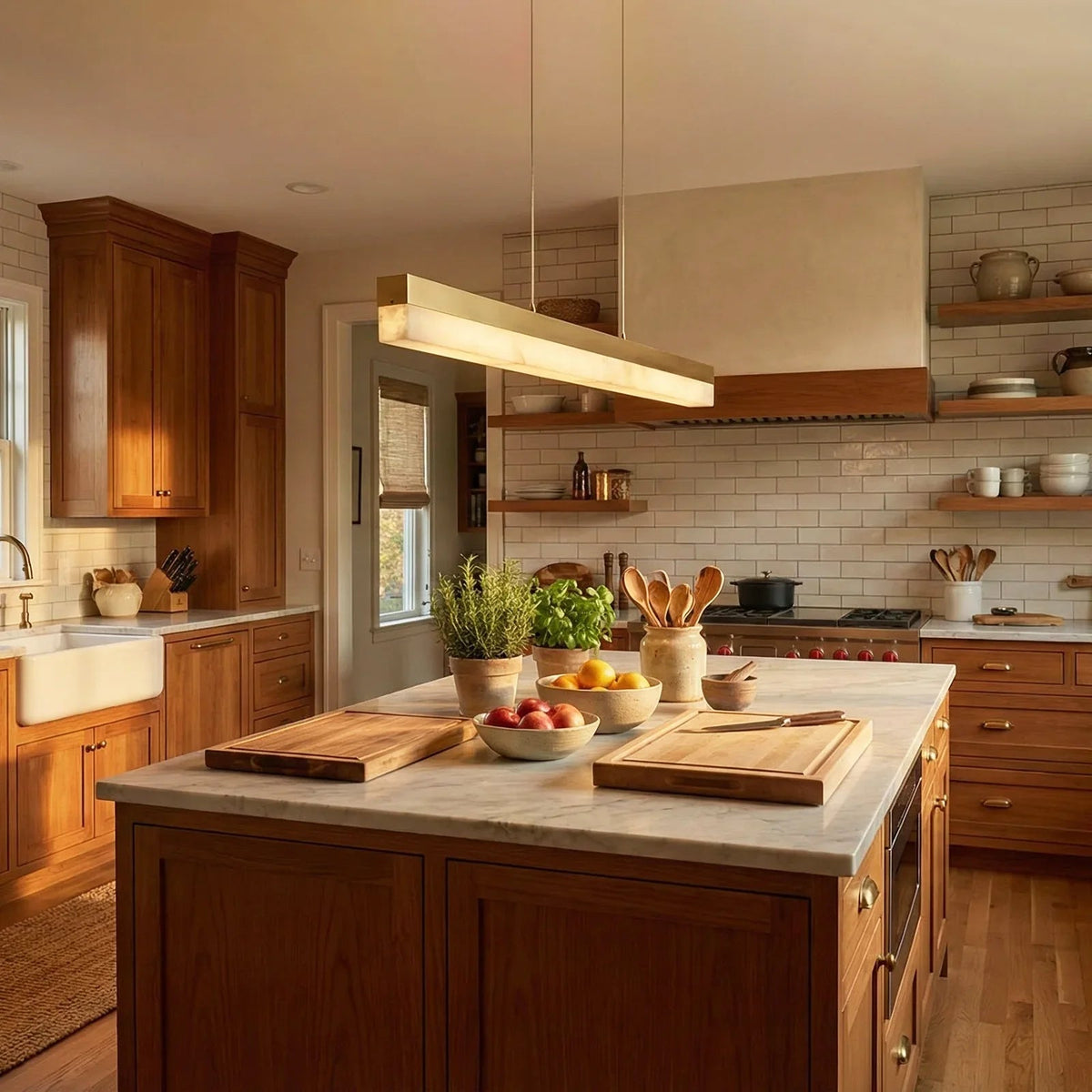 Alabaster Rectangle Linear Pendant Light – Alabaster detail 12