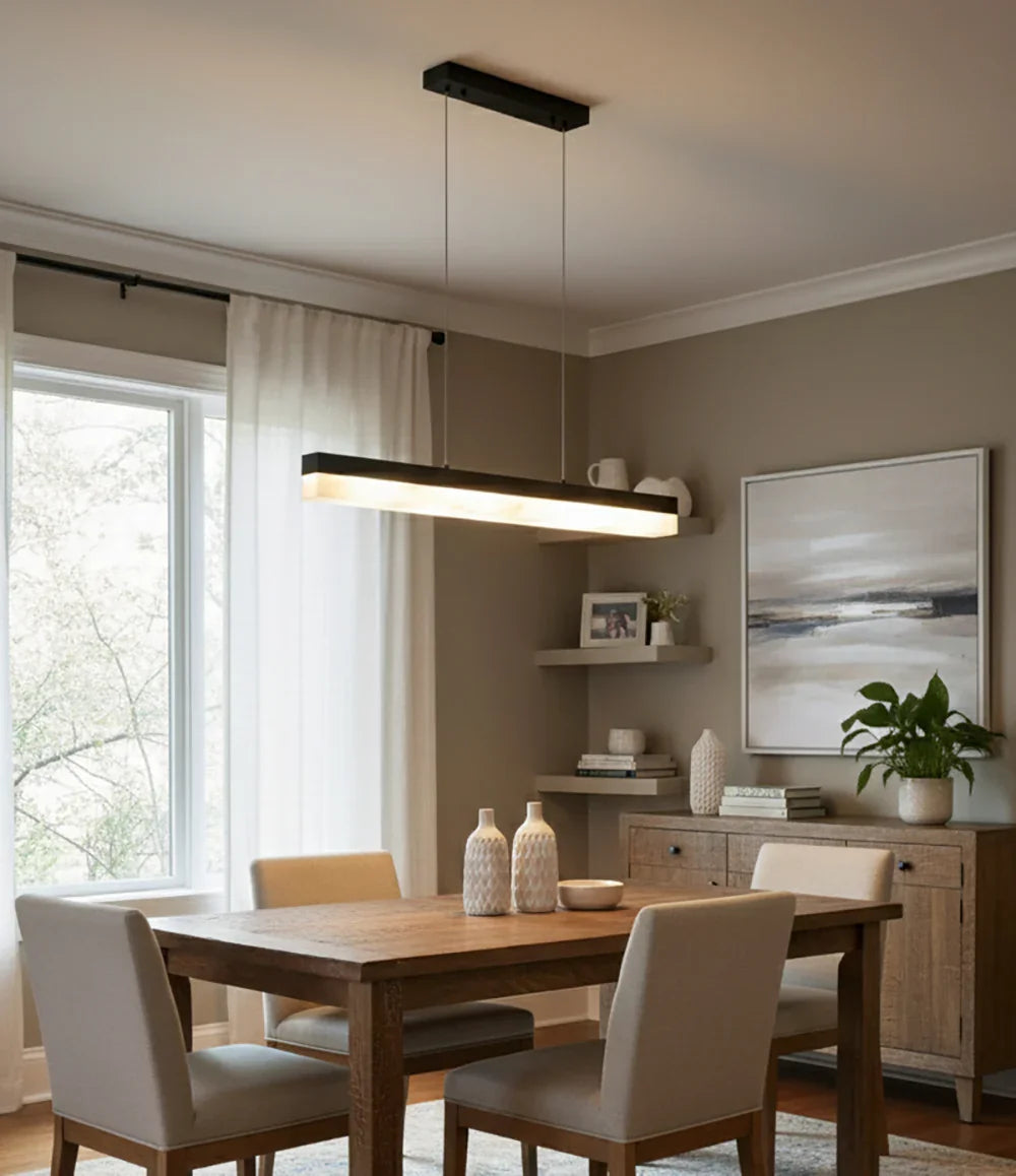 Alabaster Rectangle Linear Pendant Light – Alabaster detail 14