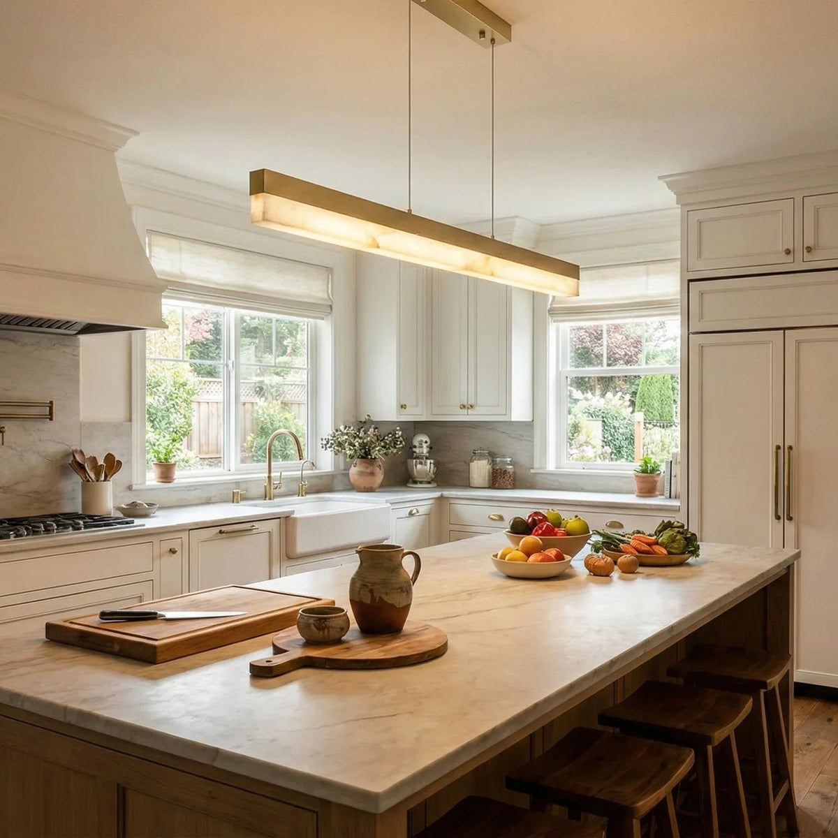 Alabaster Rectangle Linear Pendant Light – Alabaster detail 8