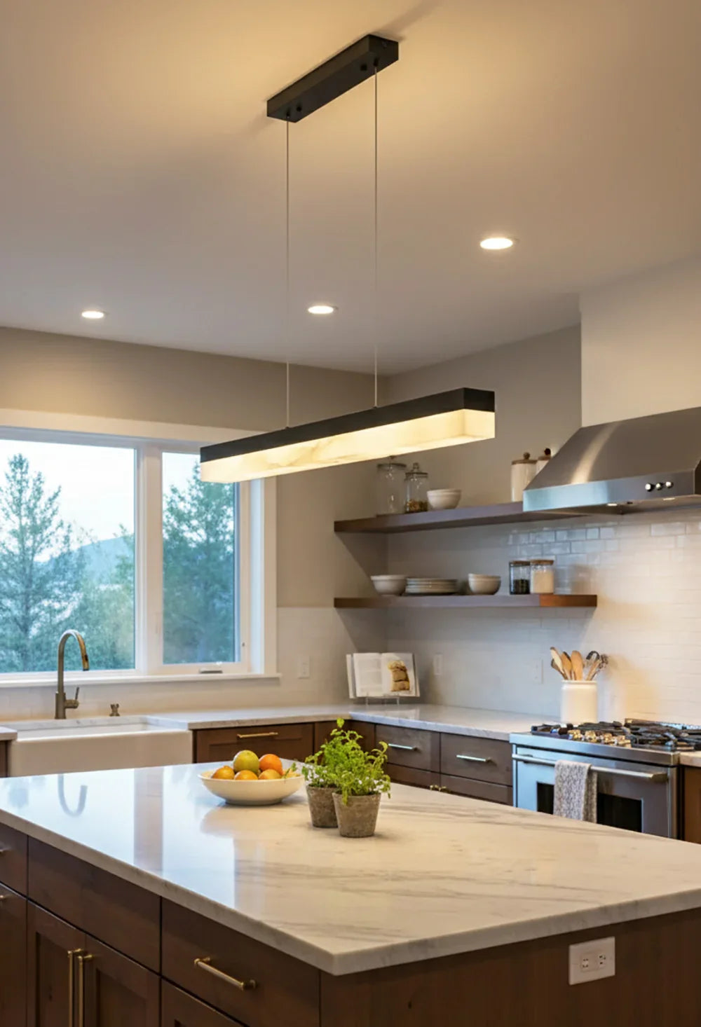 Alabaster Rectangle Linear Pendant Light – Alabaster detail 11