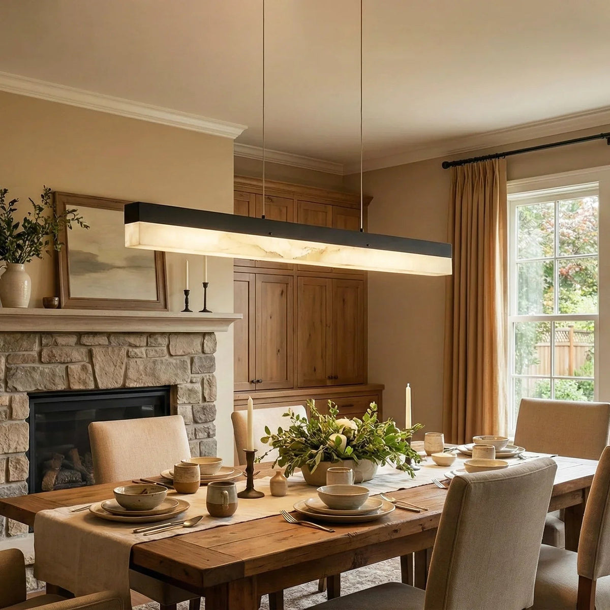 Alabaster Rectangle Linear Pendant Light – Alabaster detail 15