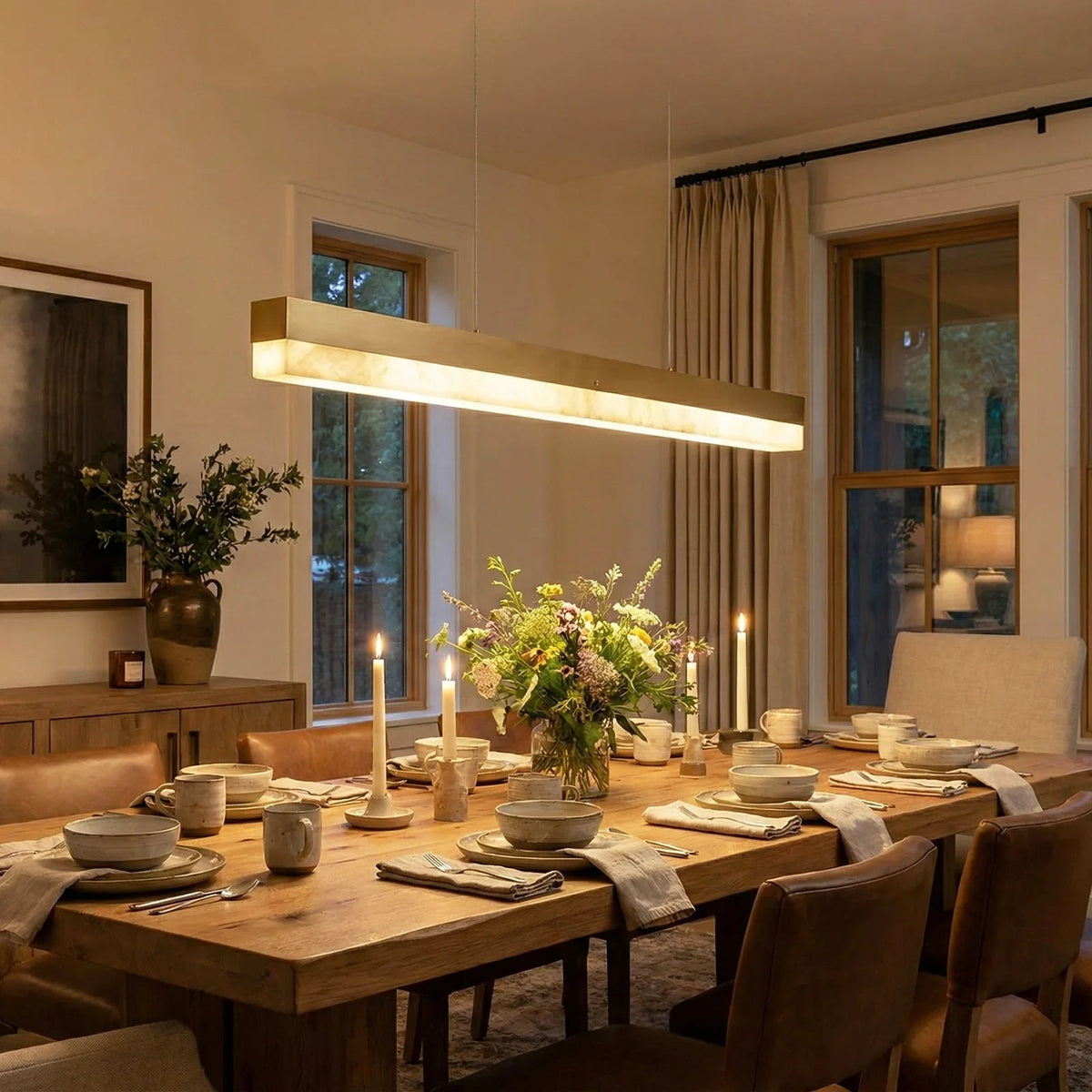 Alabaster Rectangle Linear Pendant Light – Alabaster detail 17