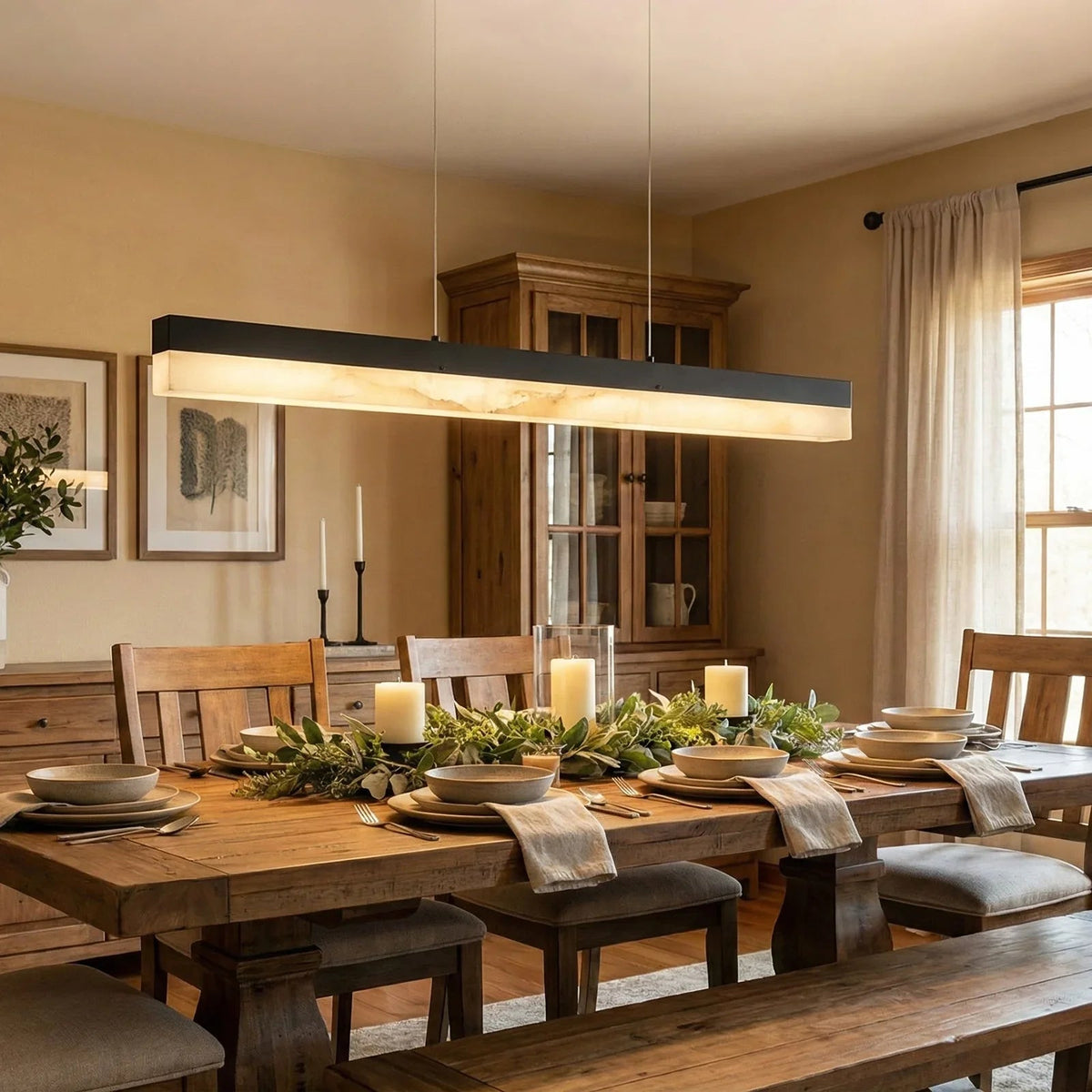 Alabaster Rectangle Linear Pendant Light – Alabaster detail 18