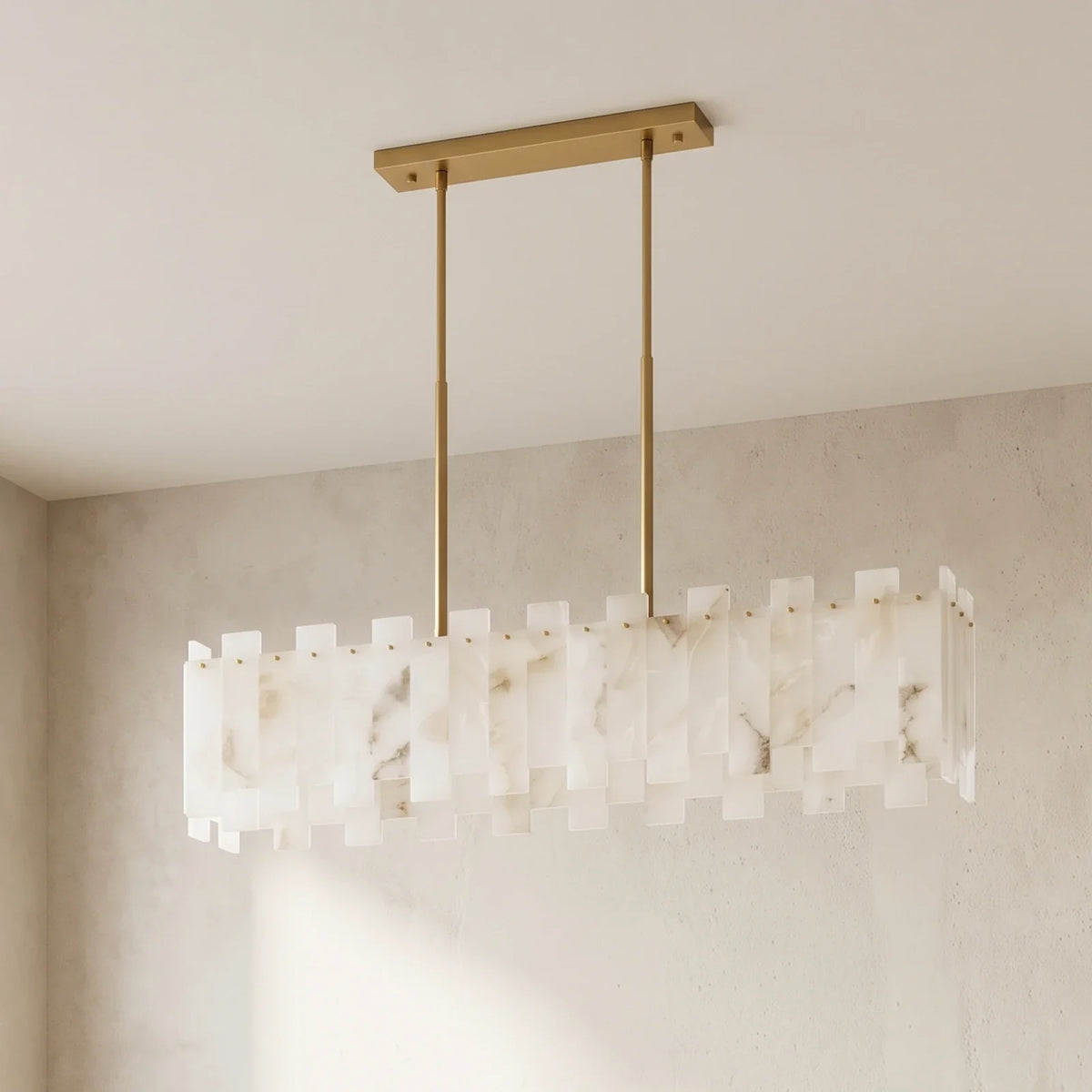 Alabaster Rectangular Linear Chandelier – Alabaster detail 15