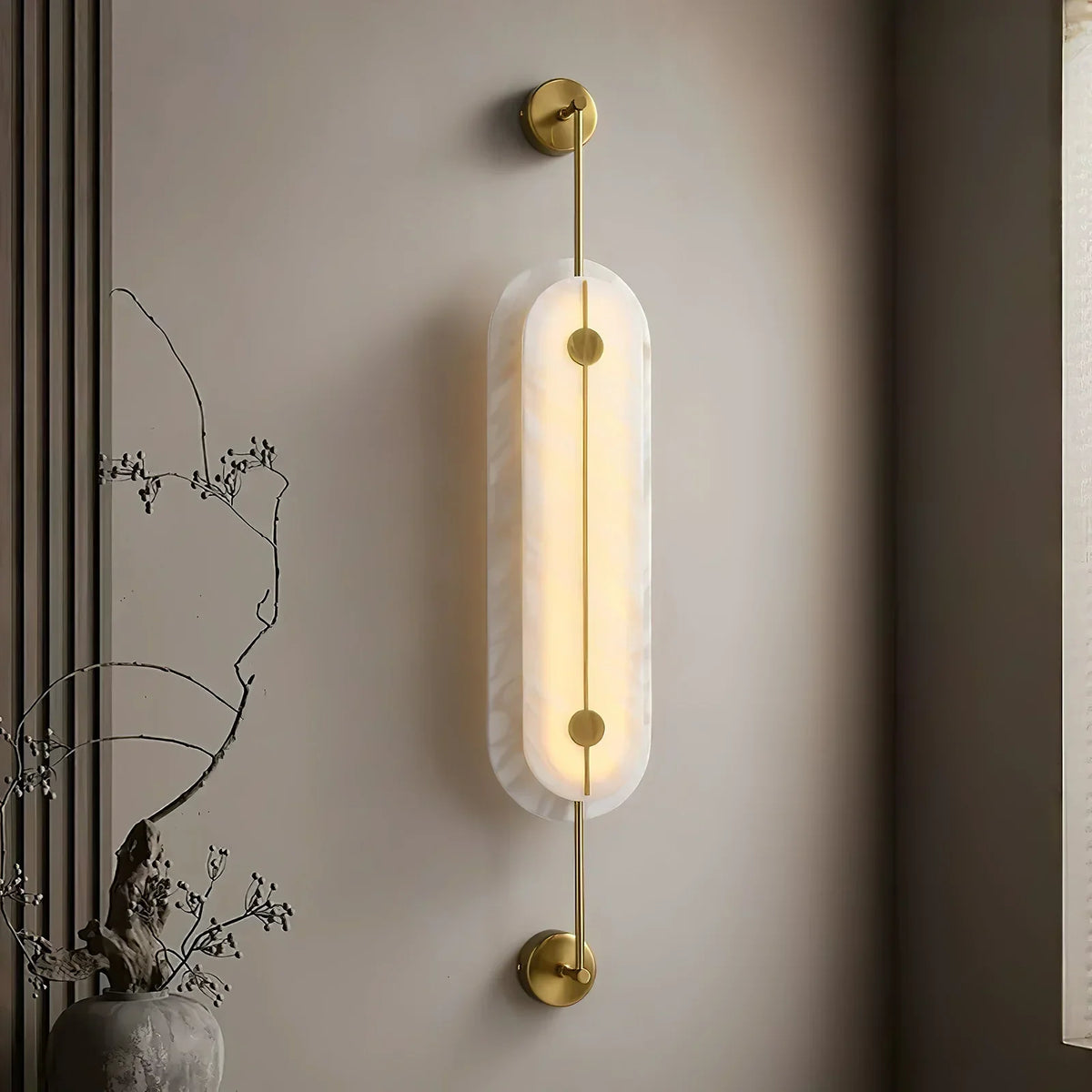 Alabaster Solvane Slender Oval Wall Sconce – Alabaster detail 6