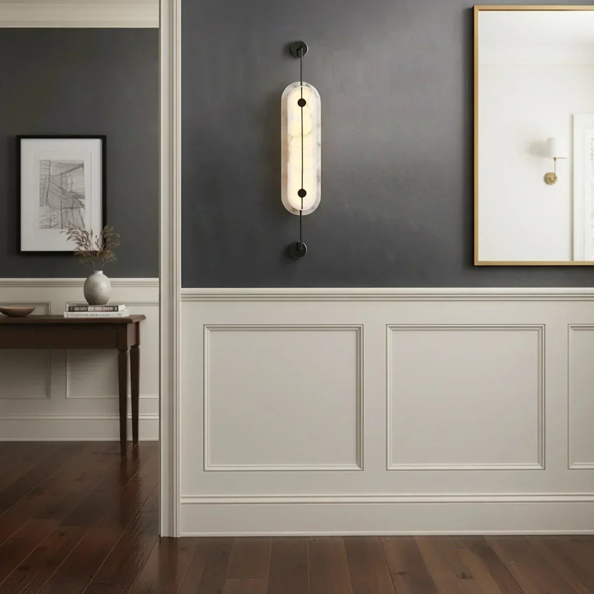 Alabaster Solvane Slender Oval Wall Sconce – Alabaster detail 8