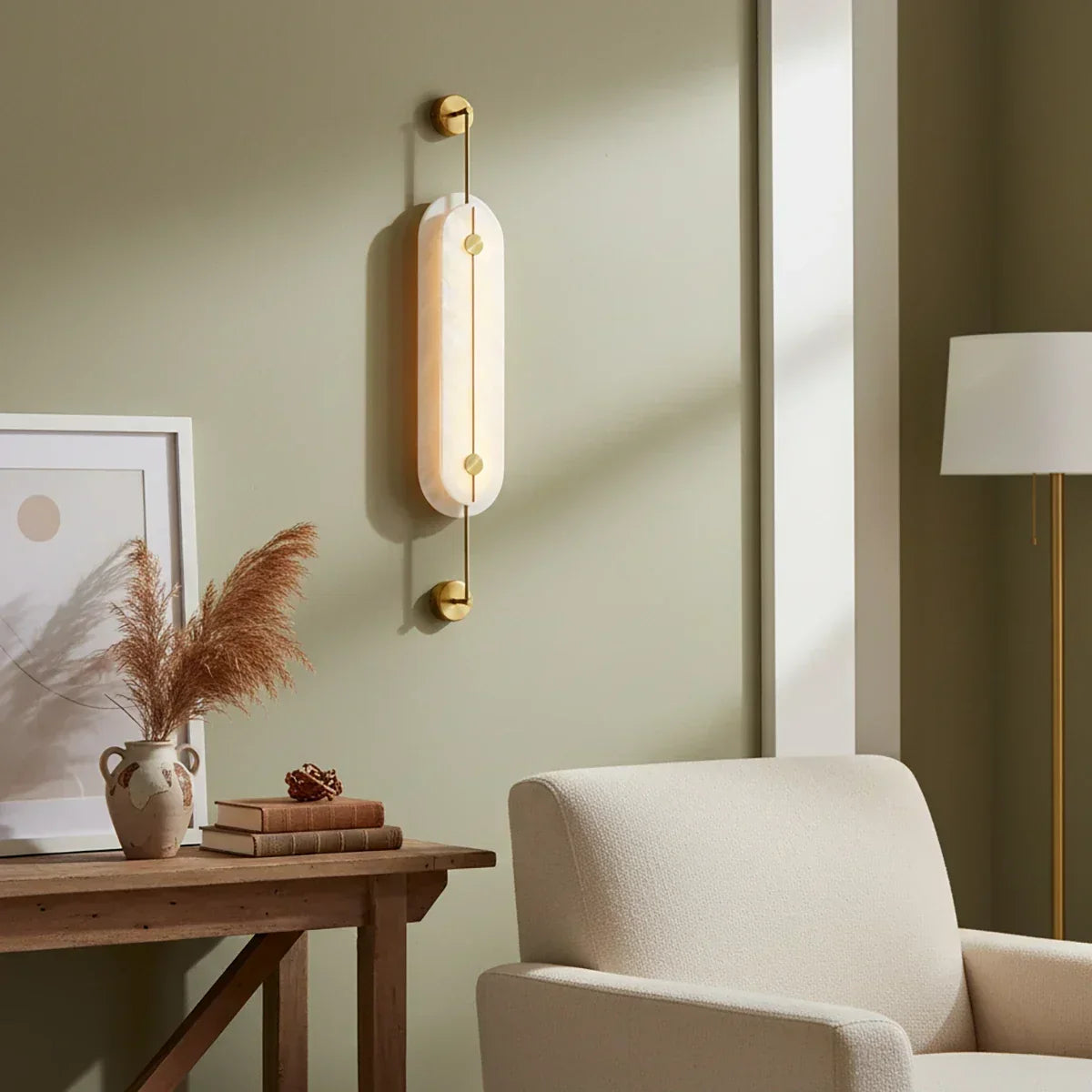 Alabaster Solvane Slender Oval Wall Sconce – Alabaster detail 14