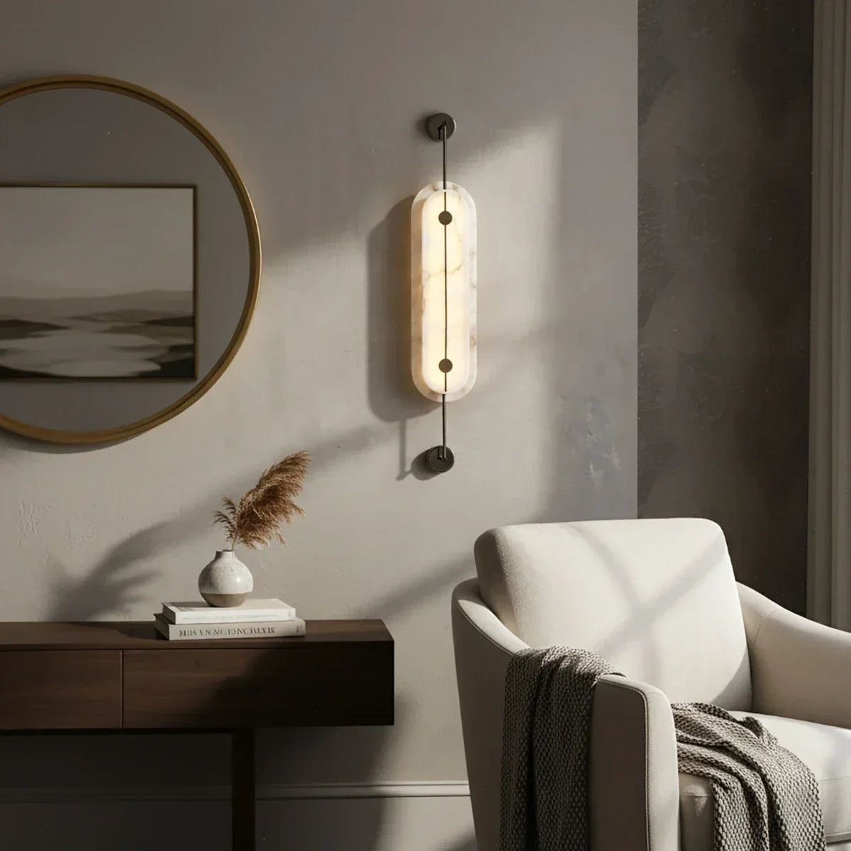 Alabaster Solvane Slender Oval Wall Sconce – Alabaster detail 16