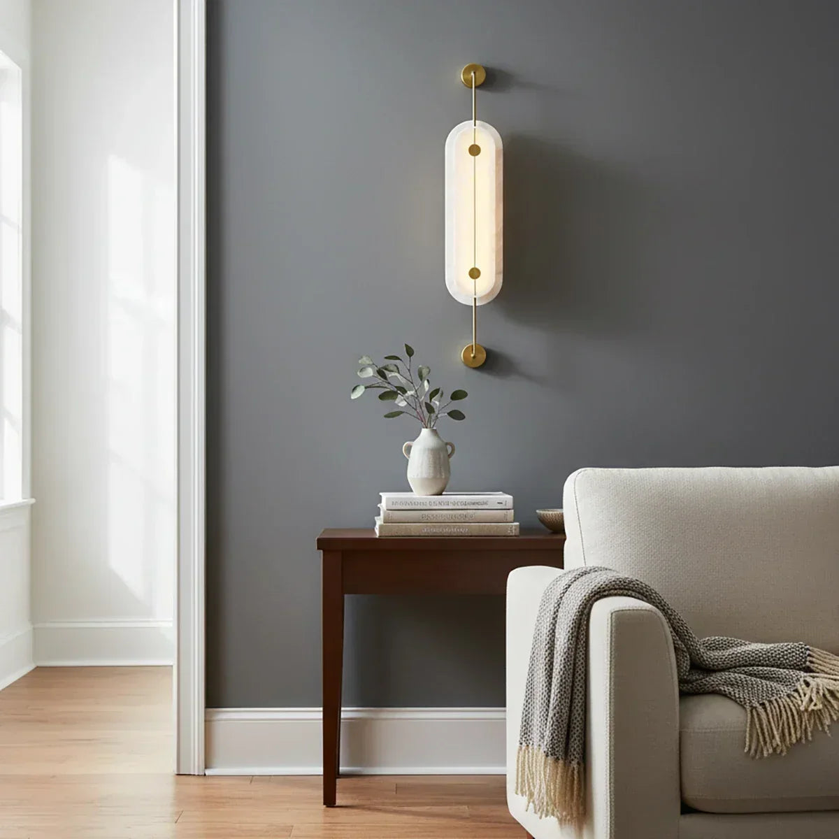 Alabaster Solvane Slender Oval Wall Sconce – Alabaster detail 9
