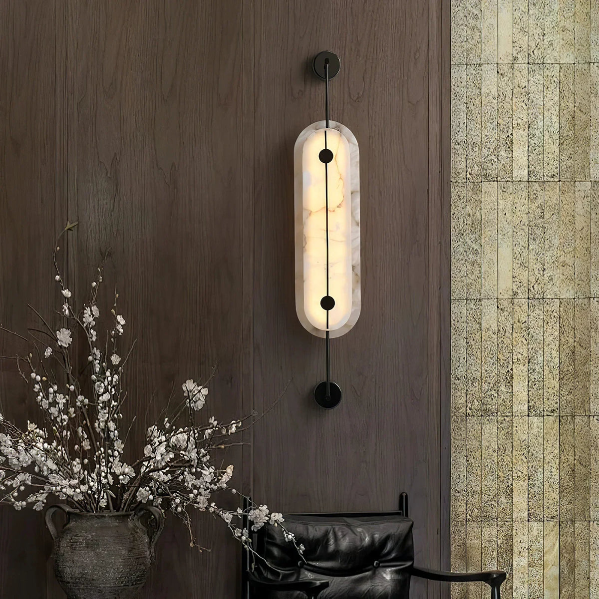 Alabaster Solvane Slender Oval Wall Sconce – Alabaster detail 3