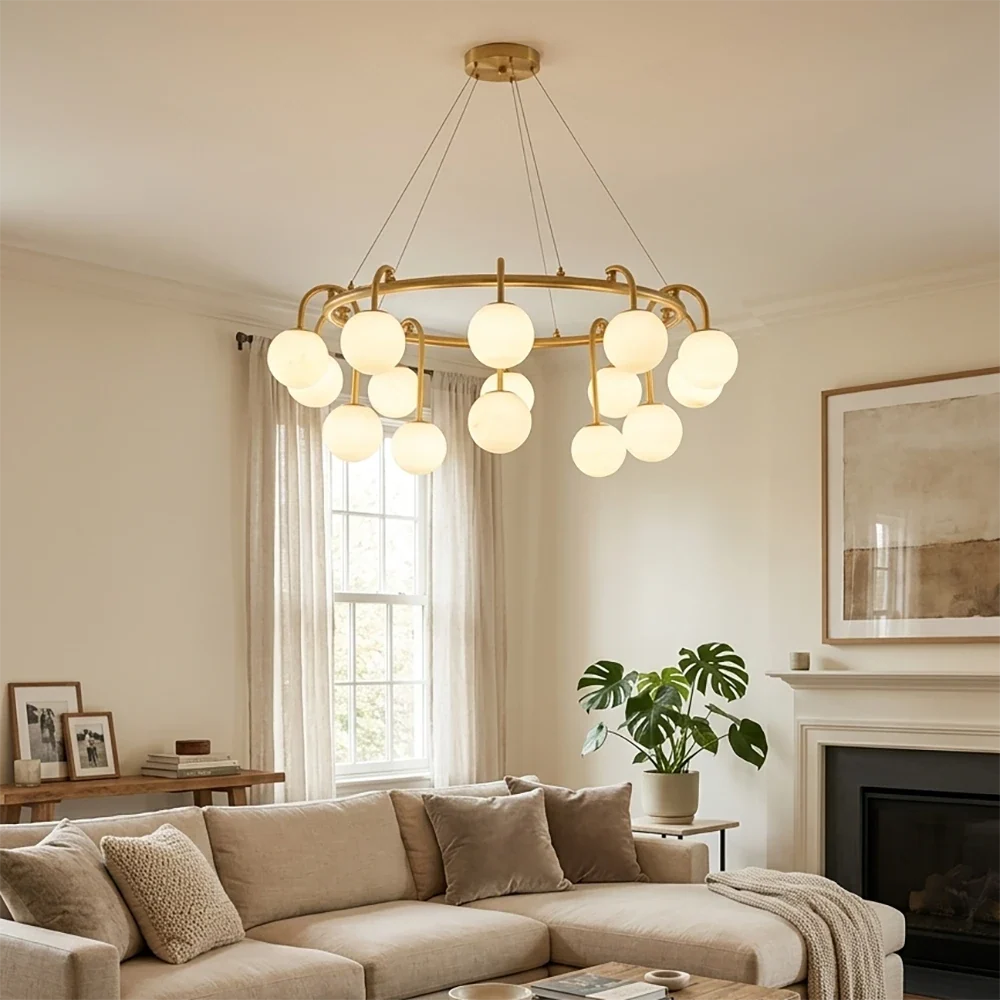 Alabaster Sphere Ring Chandelier – Alabaster detail 2
