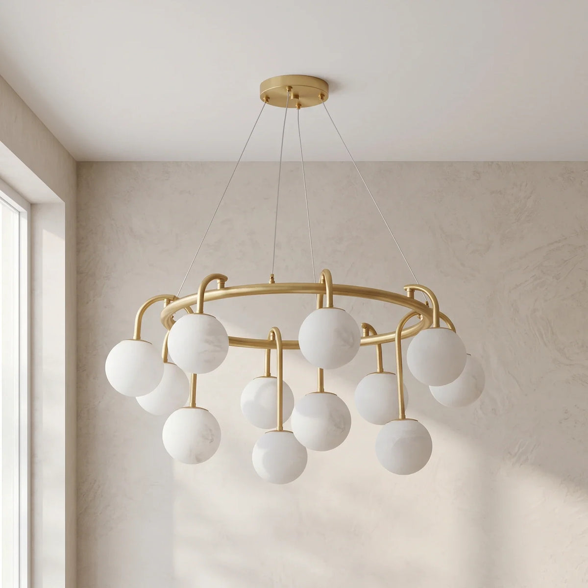 Alabaster Sphere Ring Chandelier – Alabaster detail 25