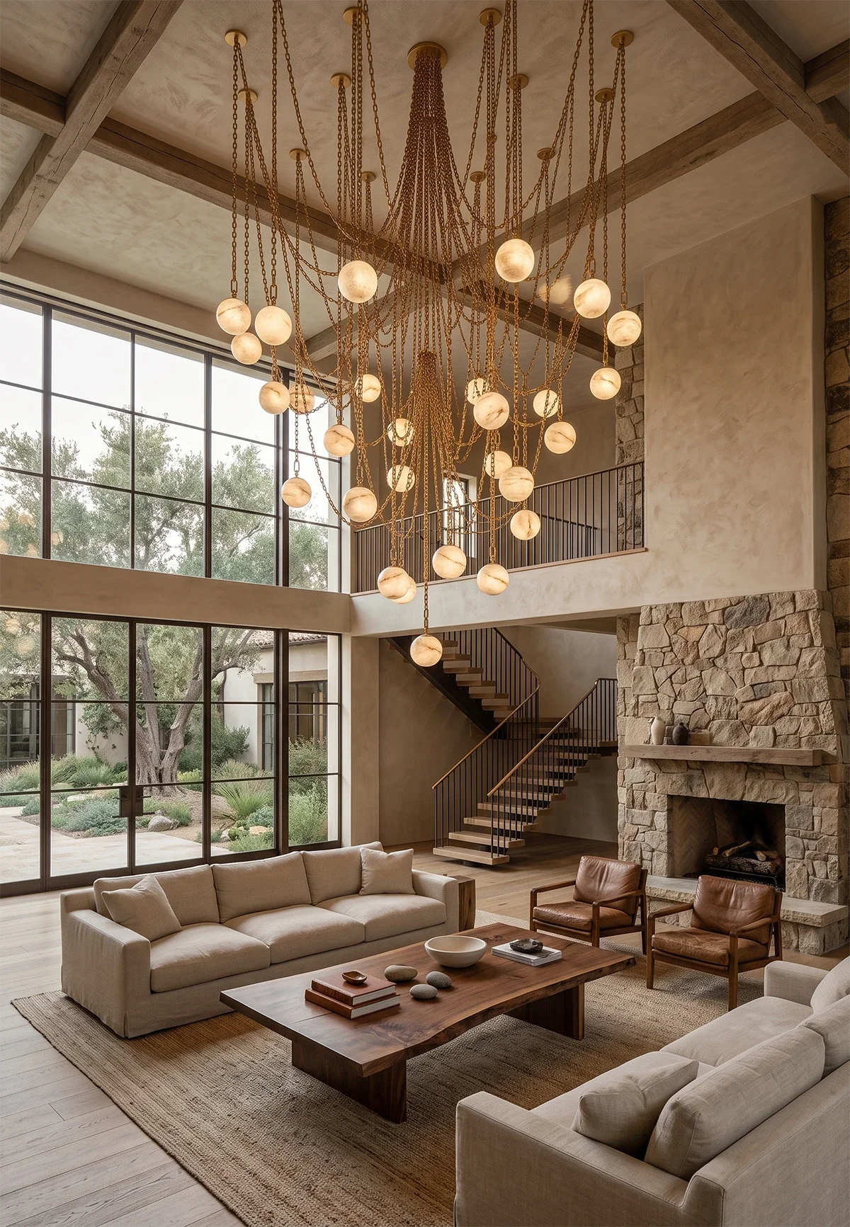 Alabaster Spherical Chain Chandelier – Alabaster detail 15