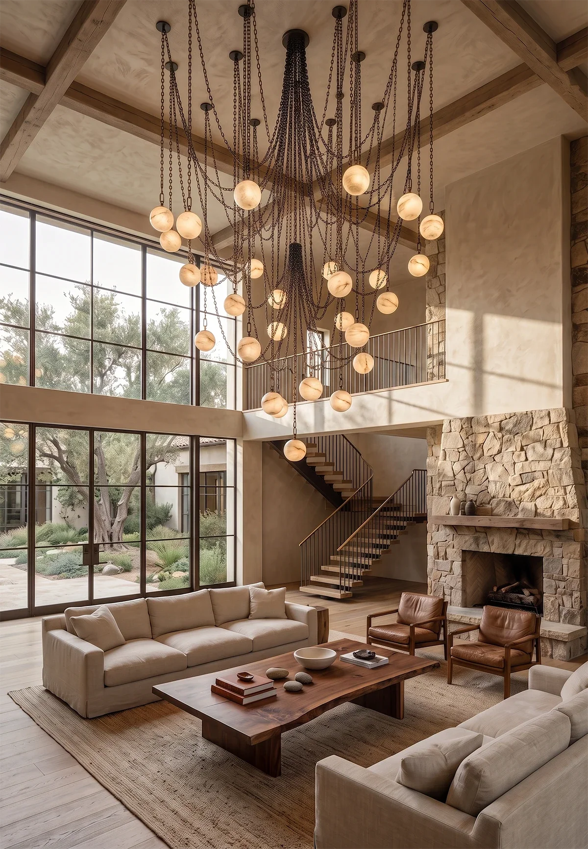 Alabaster Spherical Chain Chandelier – Alabaster detail 16