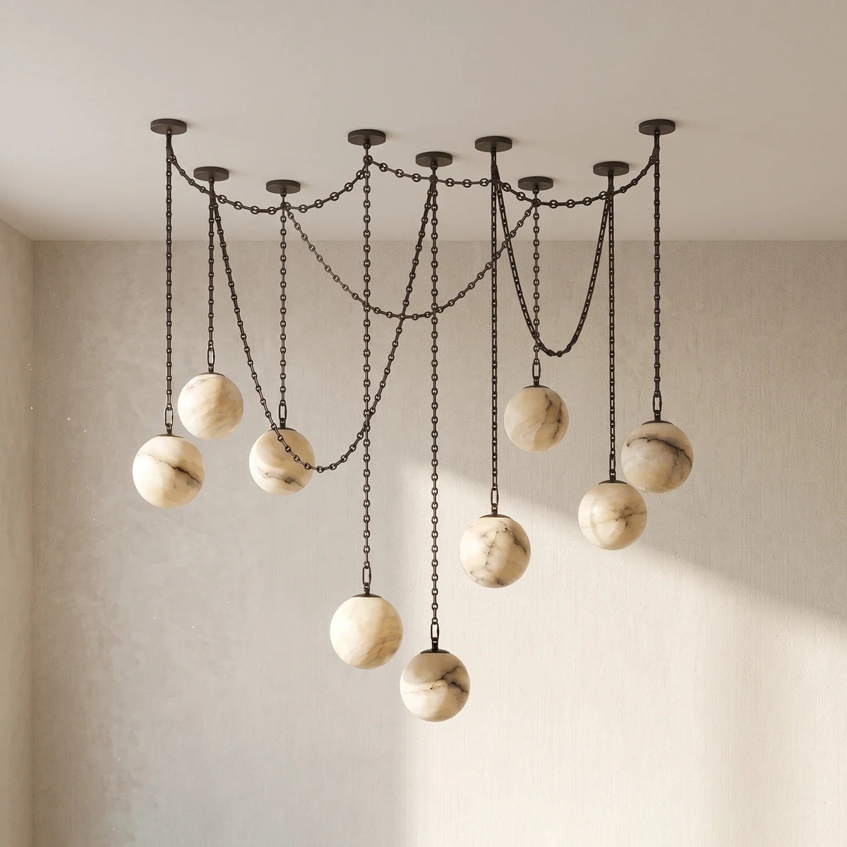 Alabaster Spherical Chain Chandelier – Alabaster detail 41