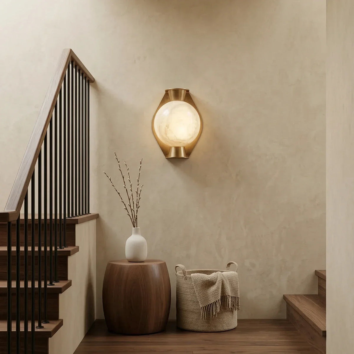 Alabaster Spherical Decorative Art Wall Lamp – Alabaster detail 8