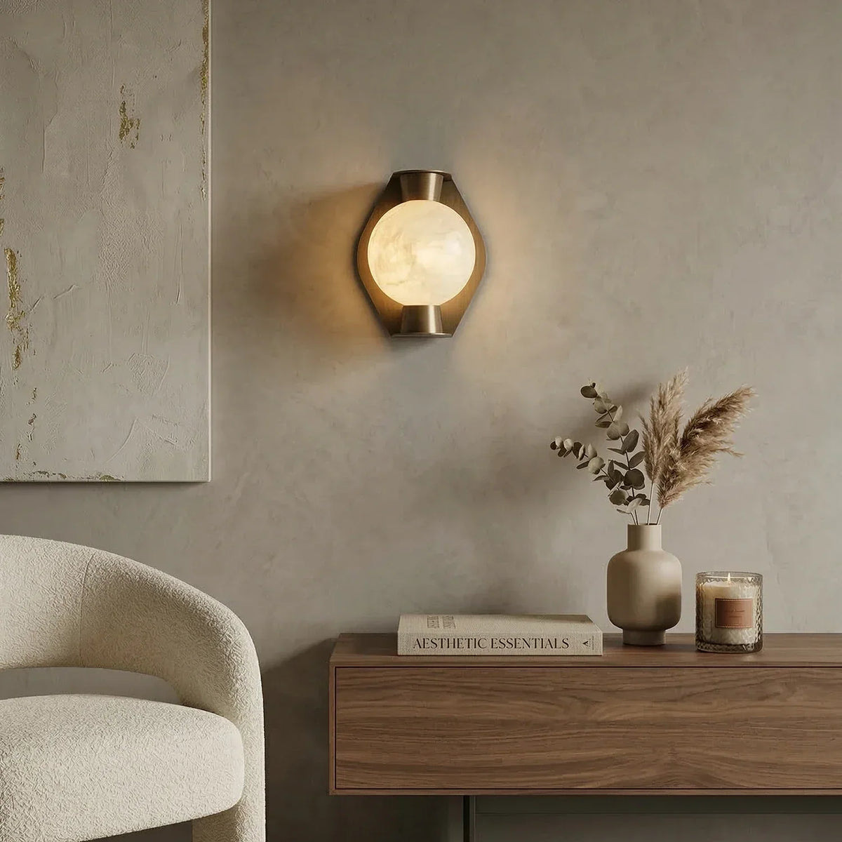 Alabaster Spherical Decorative Art Wall Lamp – Alabaster detail 6