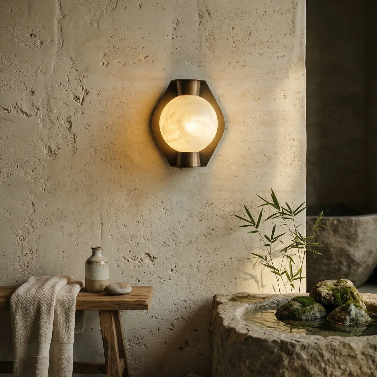 Alabaster Spherical Decorative Art Wall Lamp – Alabaster detail 7
