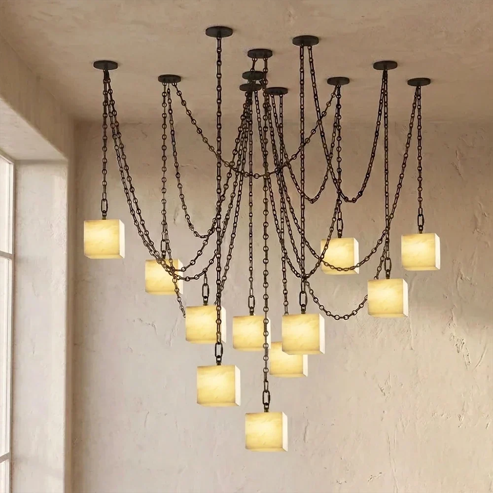 Alabaster Square Chain Chandelier – Alabaster detail 31