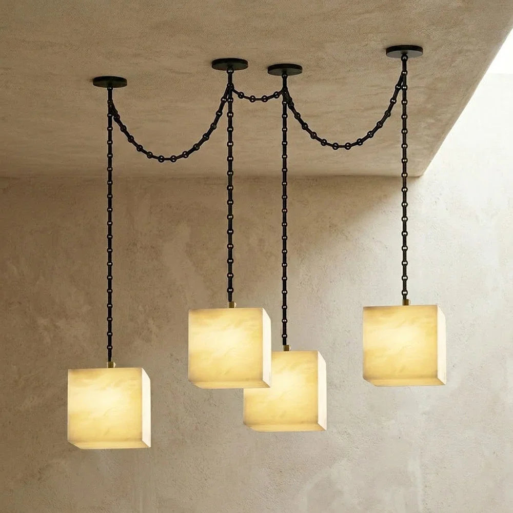 Alabaster Square Chain Chandelier – Alabaster detail 23