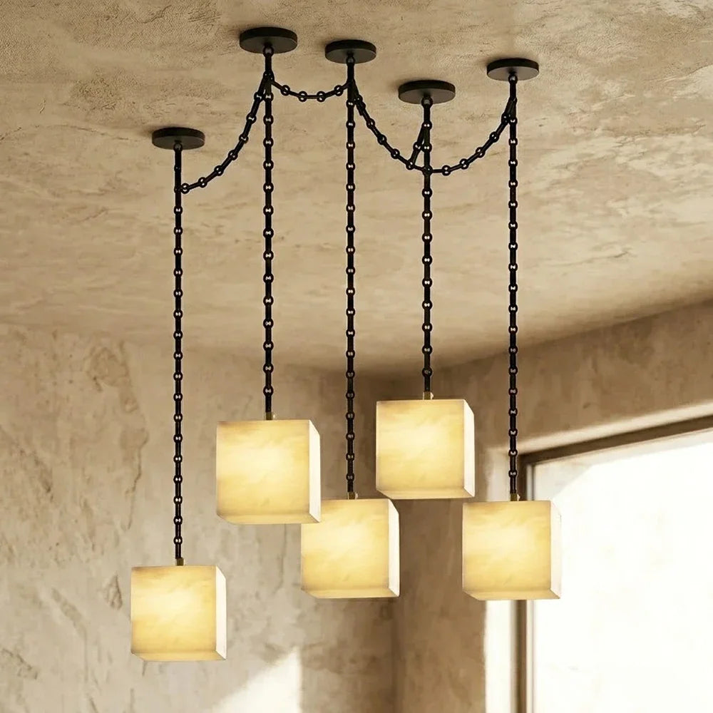 Alabaster Square Chain Chandelier – Alabaster detail 26