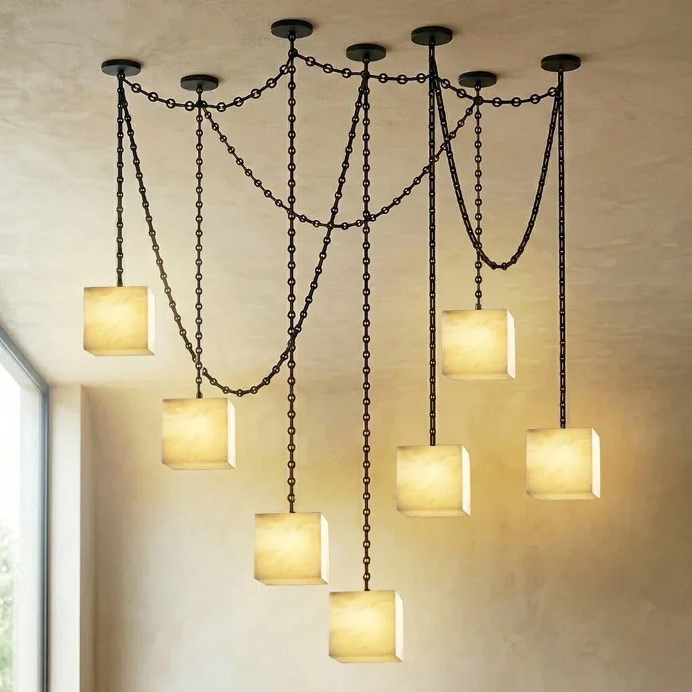 Alabaster Square Chain Chandelier – Alabaster detail 28