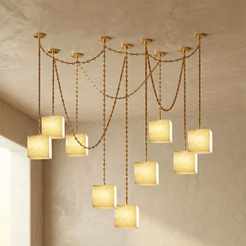 Alabaster Square Chain Chandelier – Alabaster detail 30