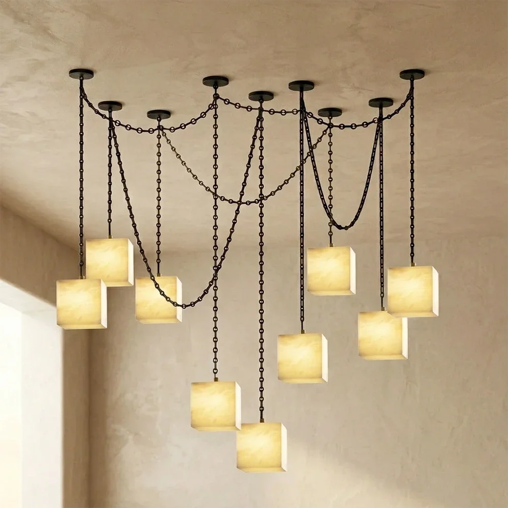 Alabaster Square Chain Chandelier – Alabaster detail 29