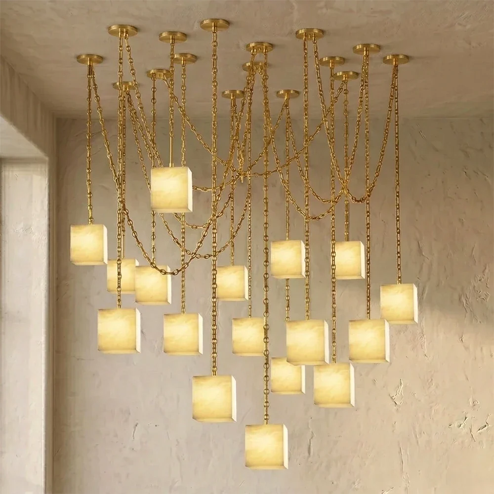 Alabaster Square Chain Chandelier – Alabaster detail 36