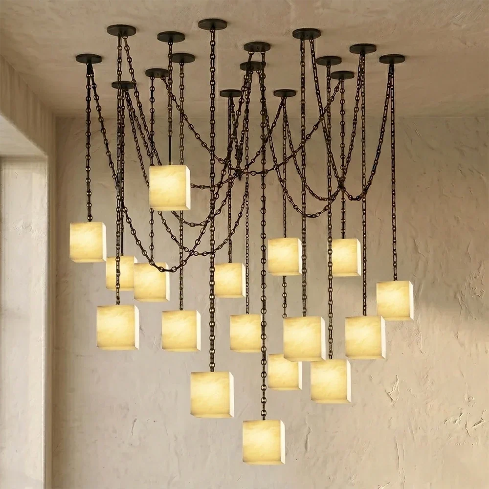 Alabaster Square Chain Chandelier – Alabaster detail 35