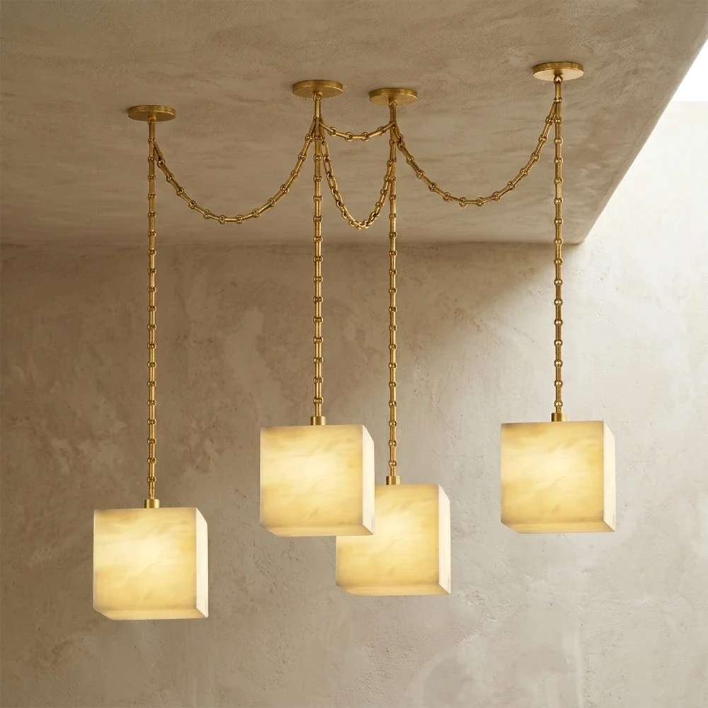 Alabaster Square Chain Chandelier – Alabaster detail 25