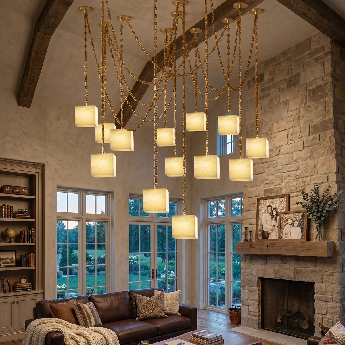 Alabaster Square Chain Chandelier – Alabaster detail 11
