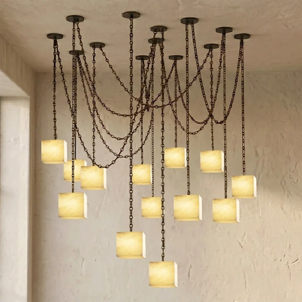 Alabaster Square Chain Chandelier – Alabaster detail 33